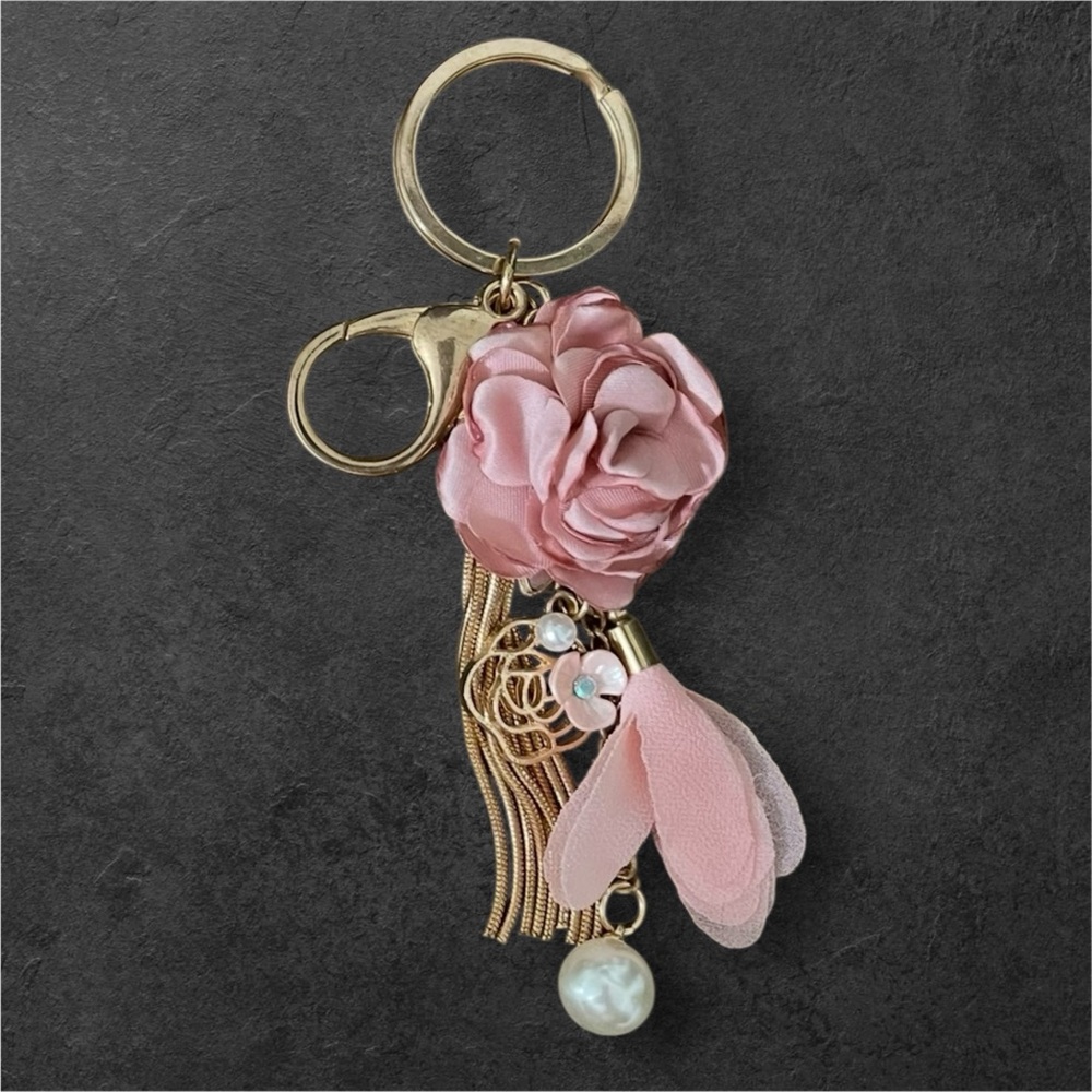 Blush Pink Floral Keychain / Bag Charm